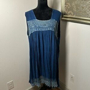 Studio West Apparel Sz XL sleeveless Boho blue casual dress
